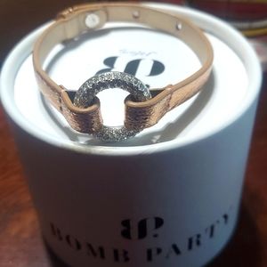 New! Bomb Party Rose Gold Rhinestone Circle Bracelet